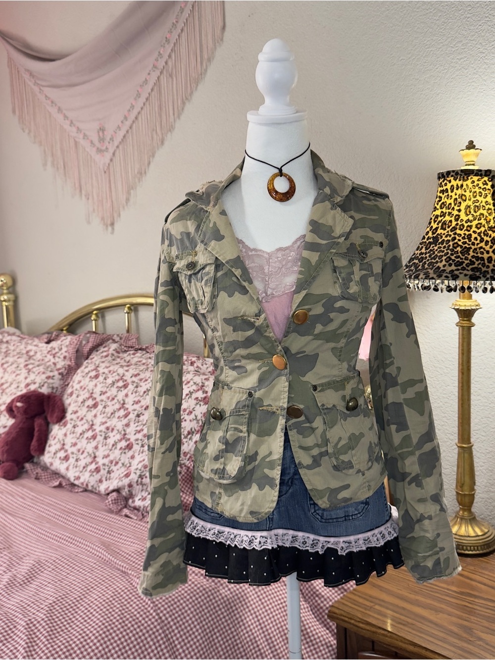 Y2K Camo Utility Jacket - Olive Green Women’s Blazer